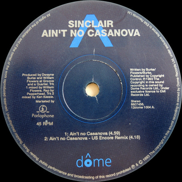 Sinclair : Ain't No Casanova (12", Single)