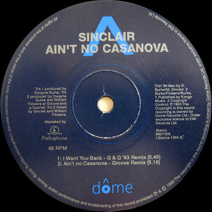 Sinclair : Ain't No Casanova (12", Single)