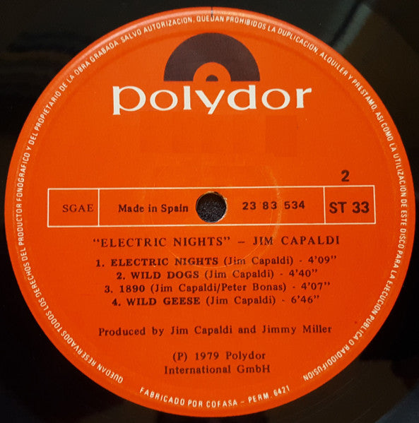 Jim Capaldi : Electric Nights (LP, Album)