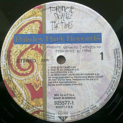Prince : Sign "O" The Times (2xLP, Album)