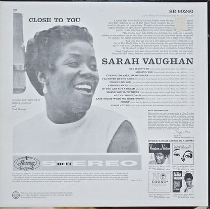 Sarah Vaughan : Close To You (LP, Album)