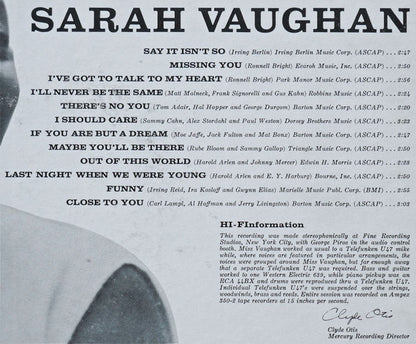 Sarah Vaughan : Close To You (LP, Album)