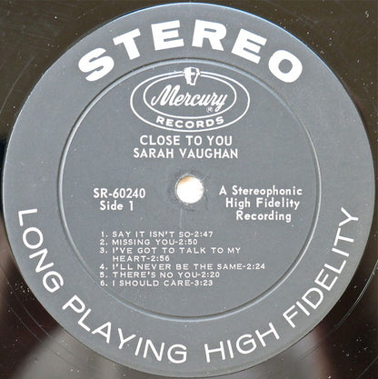 Sarah Vaughan : Close To You (LP, Album)