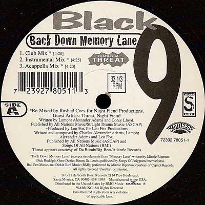 Black 9 - Back Down Memory Lane (12")