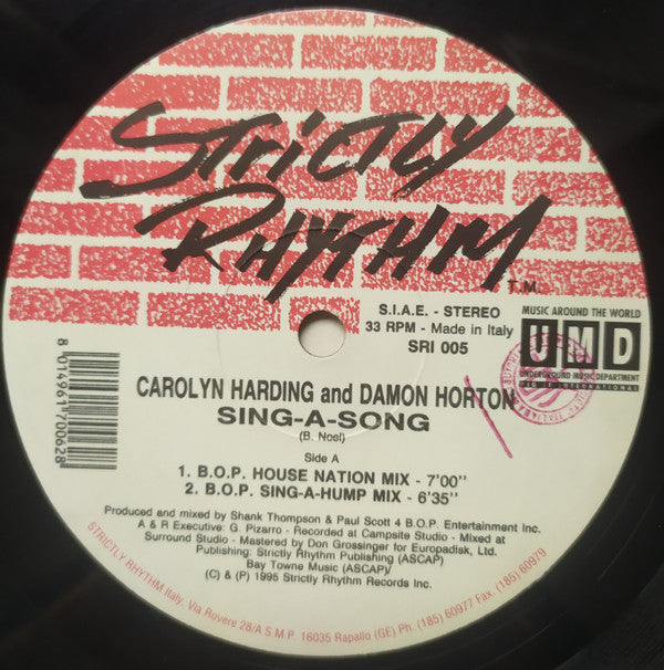 Carolyn Harding & Damon Horton : Sing A Song (12", Sti)