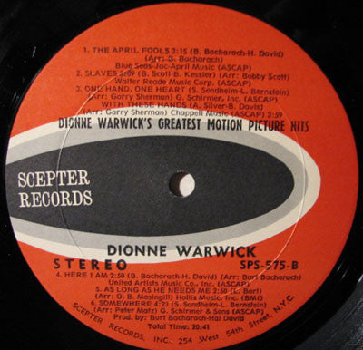 Dionne Warwick : Dionne Warwick's Greatest Motion Picture Hits (LP, Comp, Uni)