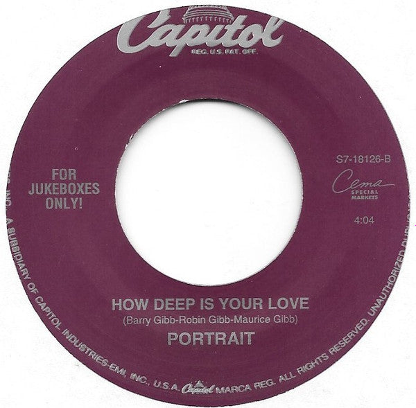 Portrait - I Can Call You / How Deep Is Your Love (7", Jukebox)