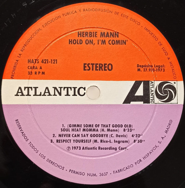Herbie Mann : Hold On, I'm Comin' (LP, Album)