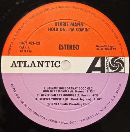 Herbie Mann : Hold On, I'm Comin' (LP, Album)