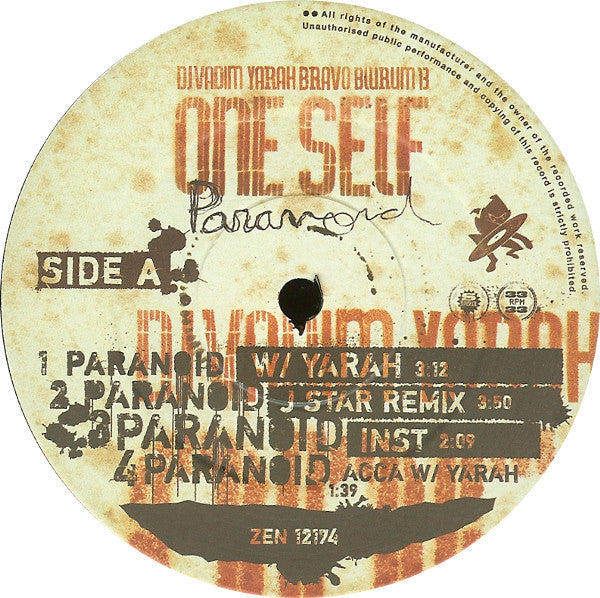One Self - Paranoid (12")