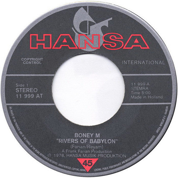 Boney M. : Rivers Of Babylon (7", Single, CBS)