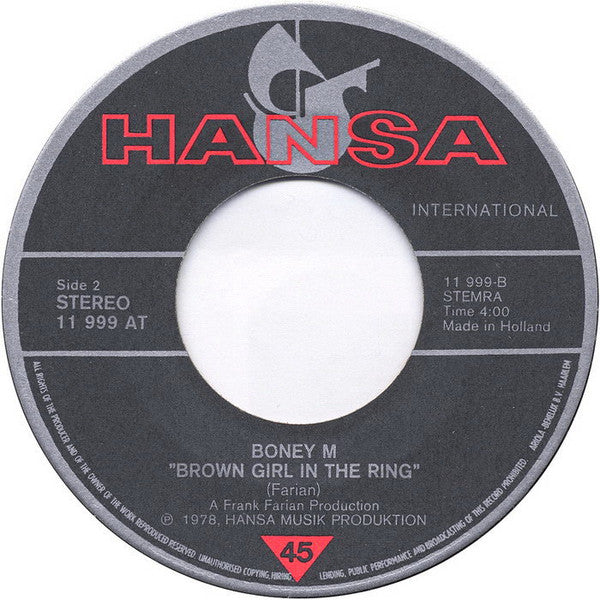 Boney M. : Rivers Of Babylon (7", Single, CBS)