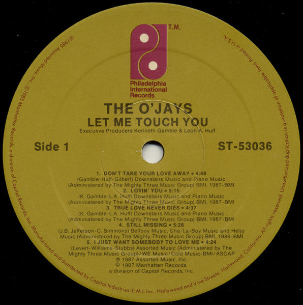 The O'Jays - Let Me Touch You (LP, Album)