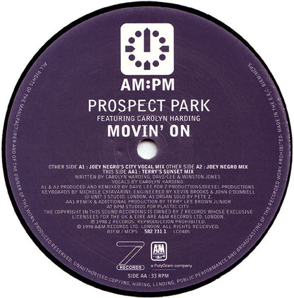 Prospect Park Featuring Carolyn Harding - Movin' On (Joey Negro / Terry Lee Brown Junior Mixes) (12", Par)