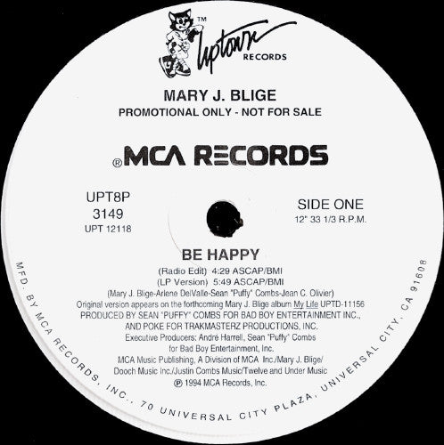 Mary J. Blige - Be Happy (12", Promo)