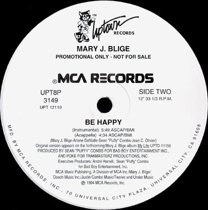 Mary J. Blige - Be Happy (12", Promo)