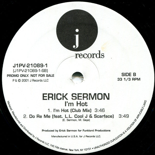 Erick Sermon : I'm Hot (12", Promo)