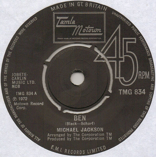 Michael Jackson : Ben (7", Single)