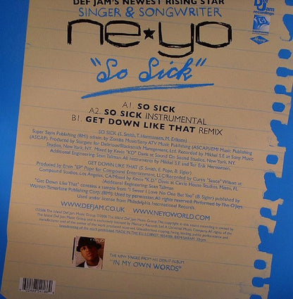 Ne-Yo - So Sick (12", Single)