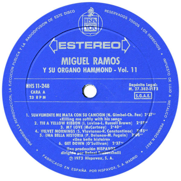 Miguel Ramos : Miguel Ramos Y Su Órgano Hammond / Vol.11 (LP, Album)