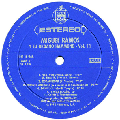 Miguel Ramos : Miguel Ramos Y Su Órgano Hammond / Vol.11 (LP, Album)