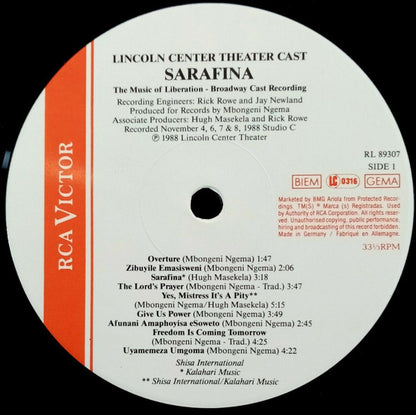 Various Conceived And Directed By Mbongeni Ngema - Sarafina! - The Music Of Liberation (LP, Album, Gat)