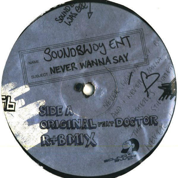Soundbwoy Ent : Never Wanna Say (12")