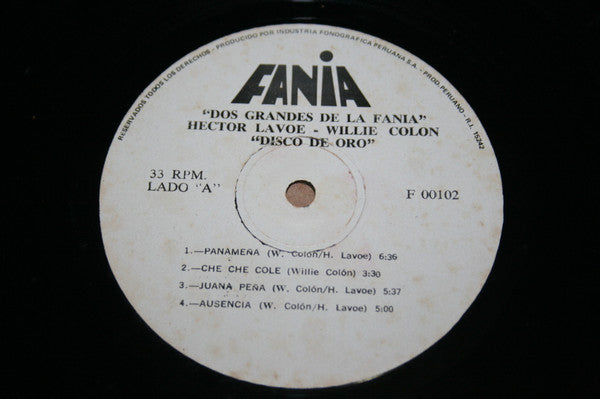 Hector Lavoe - Willie Colón - Dos Grandes De La Fania - Disco De Oro (LP, Comp)