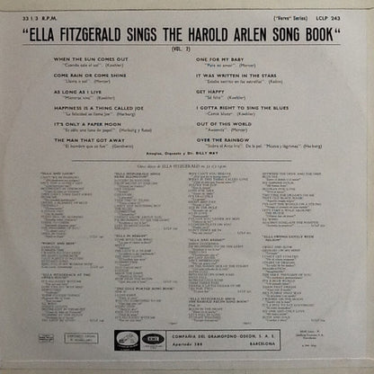 Ella Fitzgerald : Ella Fitzgerald Sings The Harold Arlen Song Book Vol. 2 (LP, Mono)
