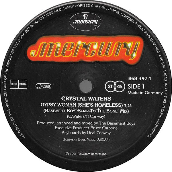Crystal Waters : Gypsy Woman (She's Homeless) (12")