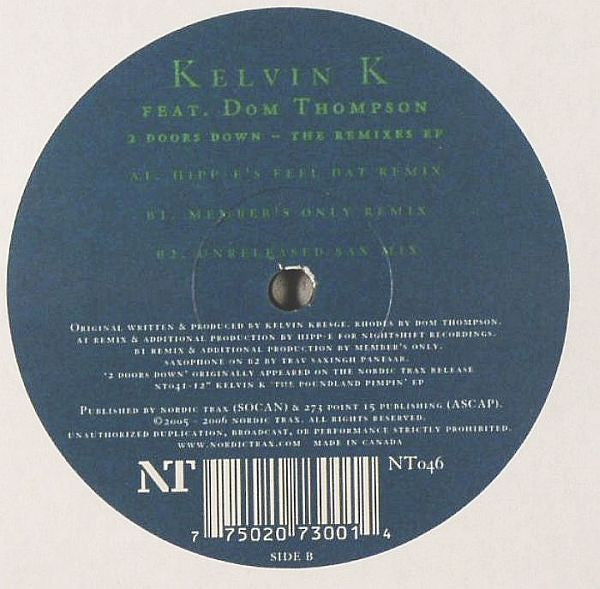 Kelvin K - 2 Doors Down - The Remixes EP (12", EP)
