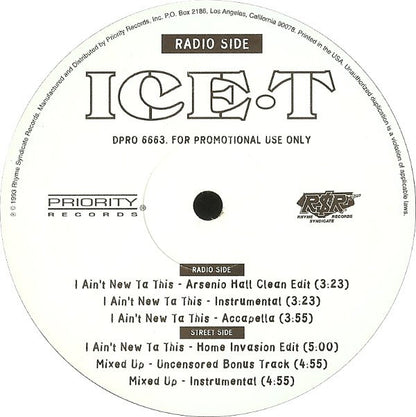 Ice-T : I Ain't New Ta This (12", Promo)