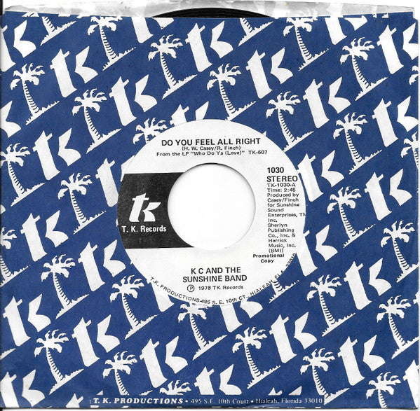 KC & The Sunshine Band : Do You Feel All Right (7", Promo)