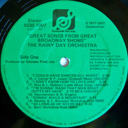 The Rainy Day Orchestra - Great Songs From Great Broadway Shows (LP)