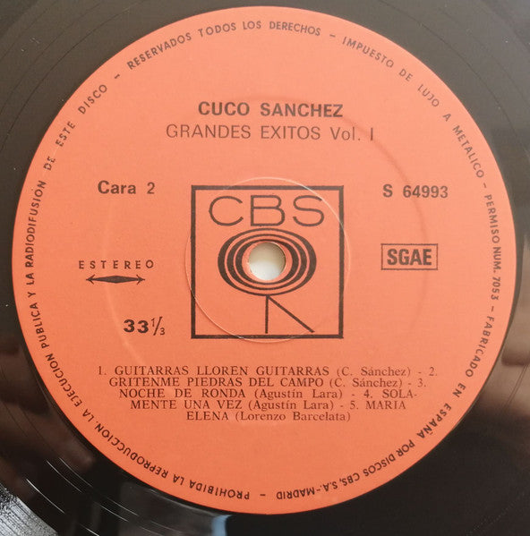 Cuco Sanchez - Grandes Exitos Vol. 1 (LP, Comp, RE)