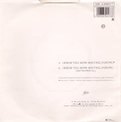 Aretha Franklin & George Michael : I Knew You Were Waiting (For Me) (7", Single)