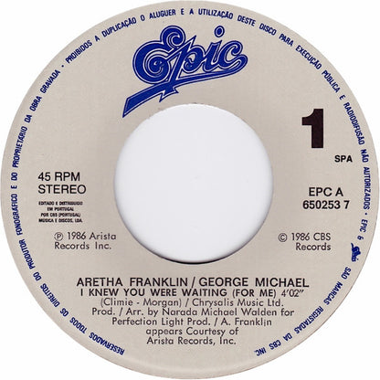 Aretha Franklin & George Michael : I Knew You Were Waiting (For Me) (7", Single)