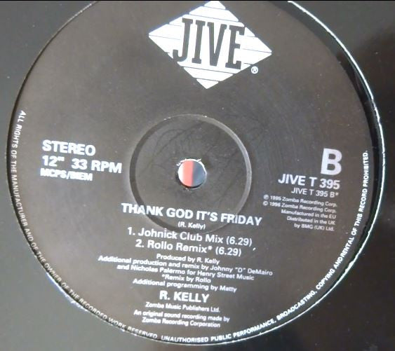 R. Kelly : Thank God It's Friday (12")