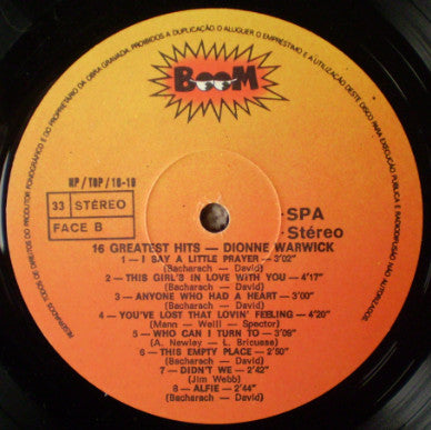 Dionne Warwick : 16 Greatest Hits (LP, Comp)