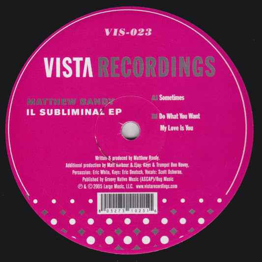 Matthew Bandy : Subliminal EP (12", EP)