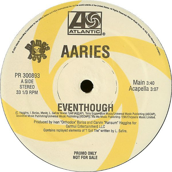 AAries - Eventhough (12", Promo)