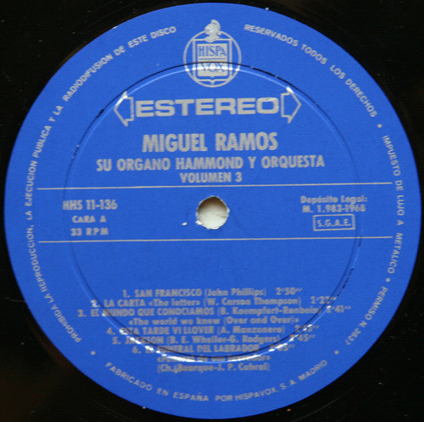 Miguel Ramos : Organo Hammond y Orquesta / Volumen 3 (LP, Album)