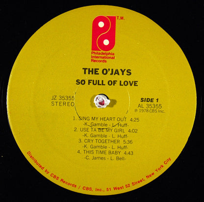 The O'Jays - So Full Of Love (LP, Album, Ter)