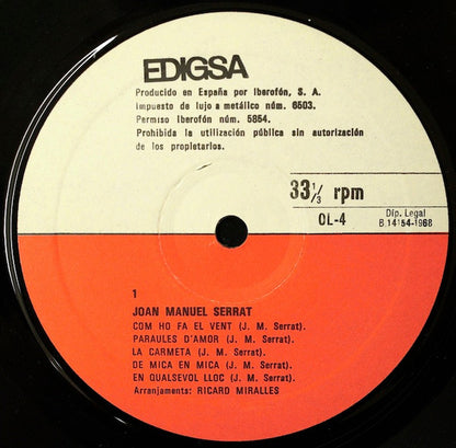Joan Manuel Serrat : Com Ho Fa El Vent (LP, Album, RE)