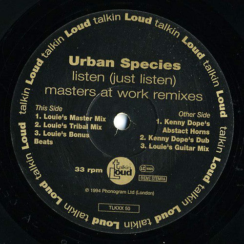 Urban Species Featuring MC Solaar : Listen (Just Listen) (Masters At Work Remix) (12")