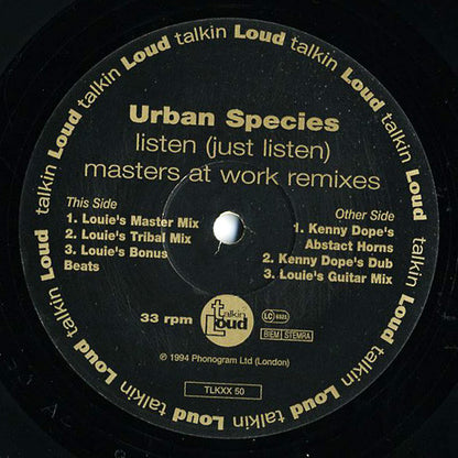 Urban Species Featuring MC Solaar : Listen (Just Listen) (Masters At Work Remix) (12")