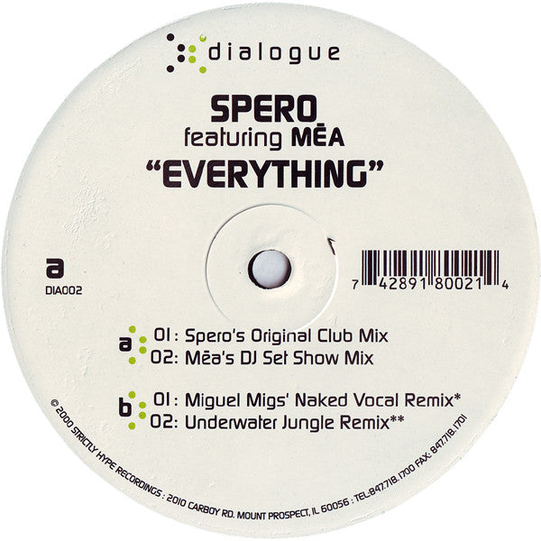 Spero Pagos Featuring Mea Fisher : Everything (12")