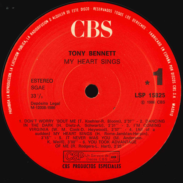 Tony Bennett : My Heart Sings (LP, Album, RE)