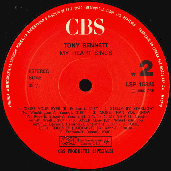 Tony Bennett : My Heart Sings (LP, Album, RE)