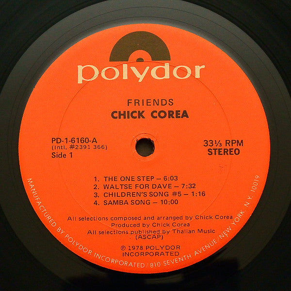 Chick Corea : Friends (LP, Album, Kee)